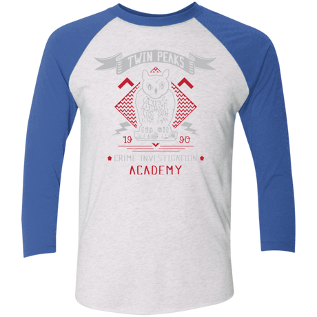 T-Shirts Heather White/Vintage Royal / X-Small Twin Peaks Academy Men's Triblend 3/4 Sleeve