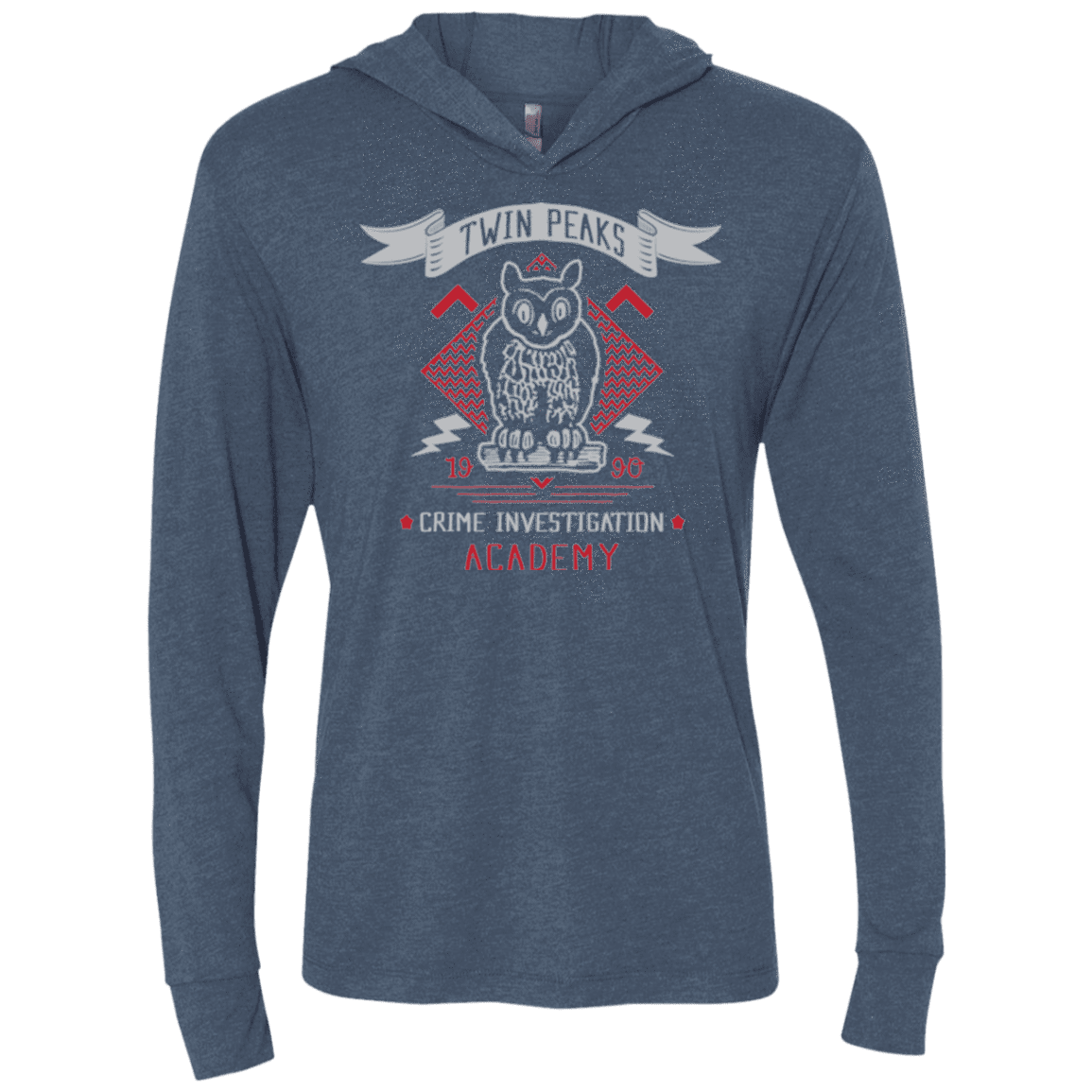 T-Shirts Indigo / X-Small Twin Peaks Academy Triblend Long Sleeve Hoodie Tee