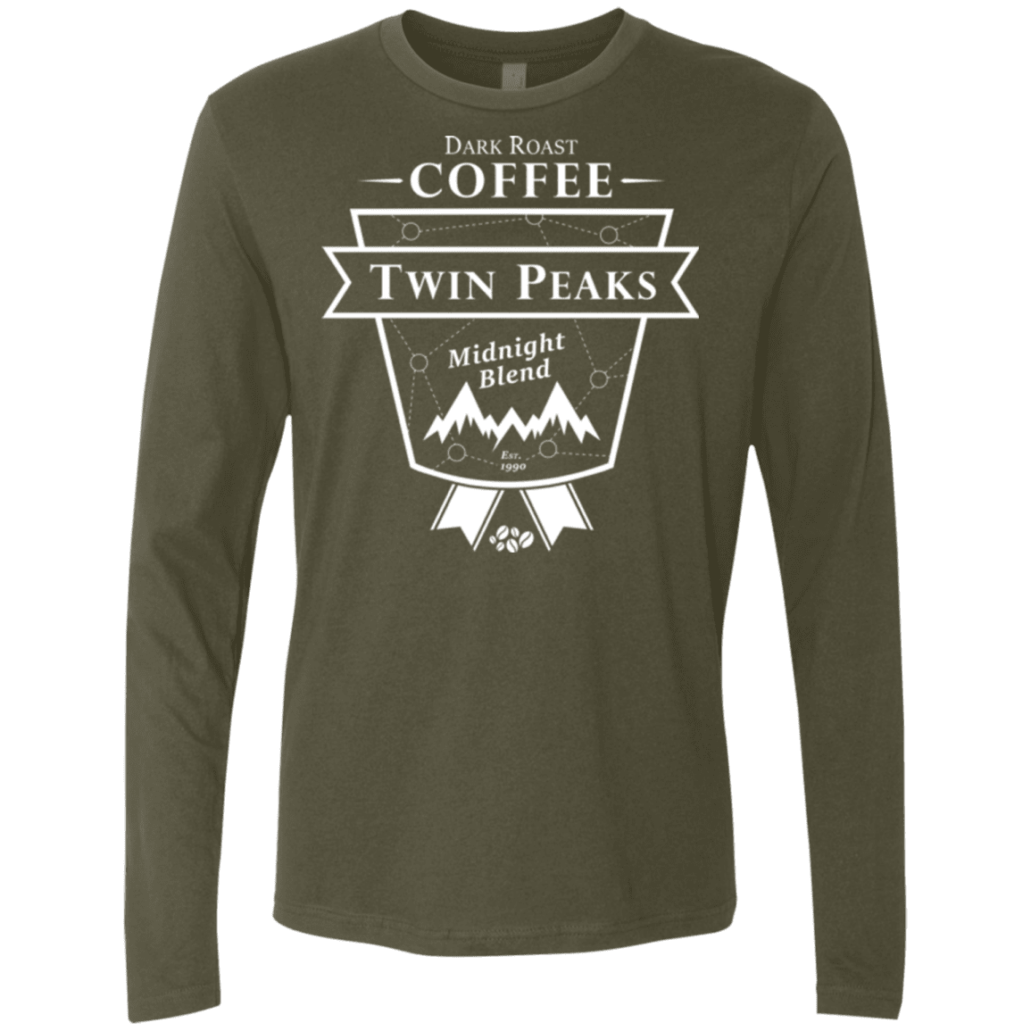 T-Shirts Military Green / Small Twin Peaks Dark Roast Men's Premium Long Sleeve
