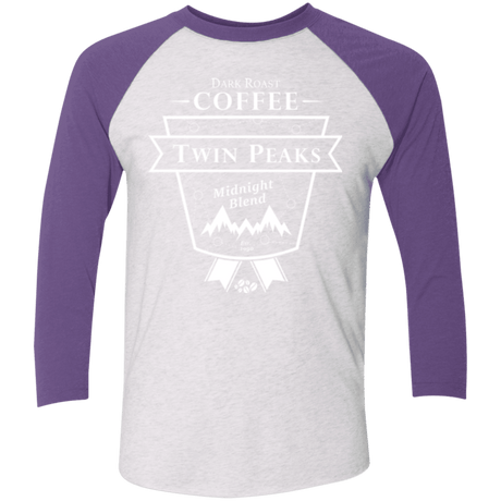 T-Shirts Heather White/Purple Rush / X-Small Twin Peaks Dark Roast Men's Triblend 3/4 Sleeve