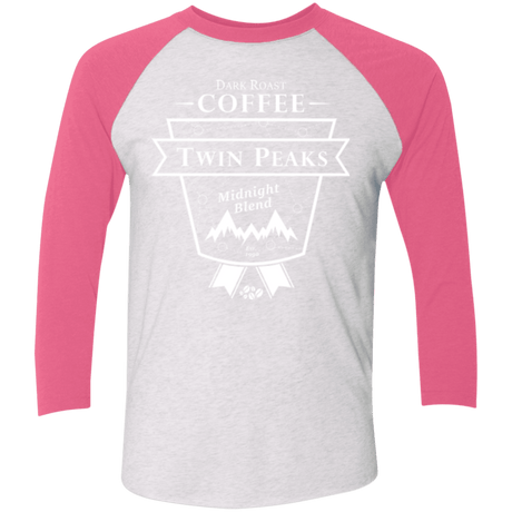 T-Shirts Heather White/Vintage Pink / X-Small Twin Peaks Dark Roast Men's Triblend 3/4 Sleeve