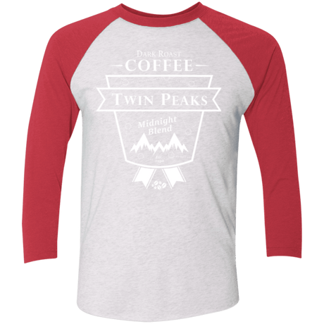 T-Shirts Heather White/Vintage Red / X-Small Twin Peaks Dark Roast Men's Triblend 3/4 Sleeve
