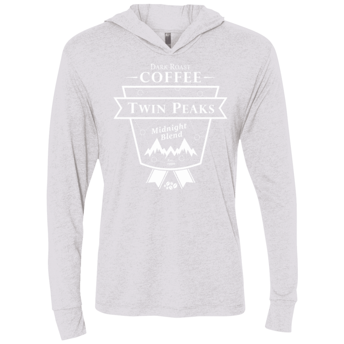 T-Shirts Heather White / X-Small Twin Peaks Dark Roast Triblend Long Sleeve Hoodie Tee