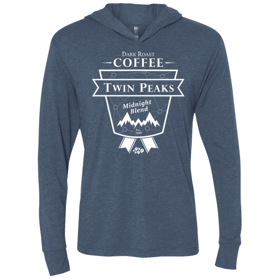 T-Shirts Indigo / X-Small Twin Peaks Dark Roast Triblend Long Sleeve Hoodie Tee