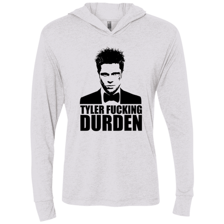 T-Shirts Heather White / X-Small Tyler Fucking Durden Triblend Long Sleeve Hoodie Tee