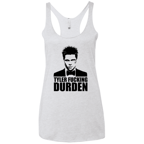 T-Shirts Heather White / X-Small Tyler Fucking Durden Women's Triblend Racerback Tank