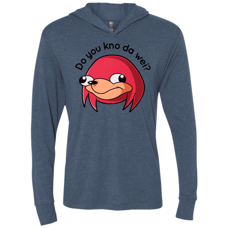 T-Shirts Indigo / X-Small Ugandan Knuckles Triblend Long Sleeve Hoodie Tee