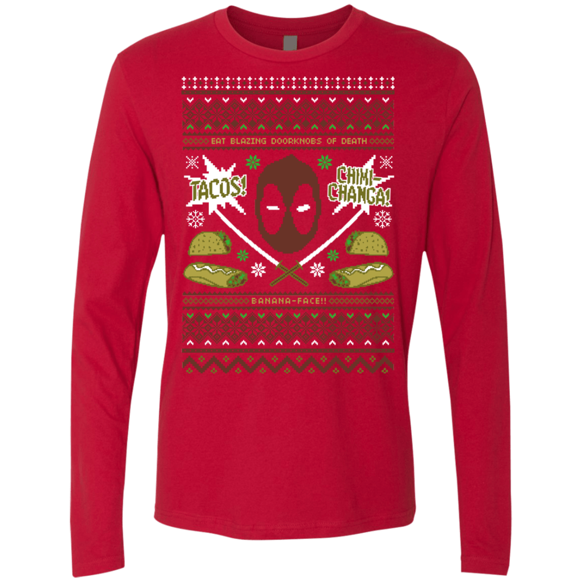 T-Shirts Red / Small Ugly Deadpool Men's Premium Long Sleeve