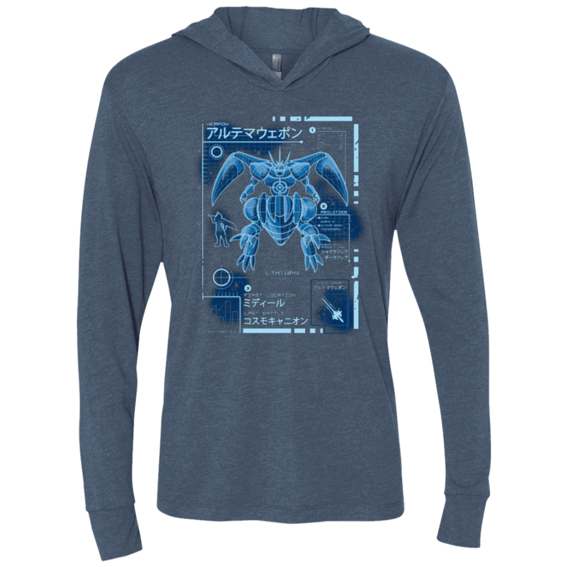 T-Shirts Indigo / X-Small ULTIMATE BLUE PRINT Triblend Long Sleeve Hoodie Tee