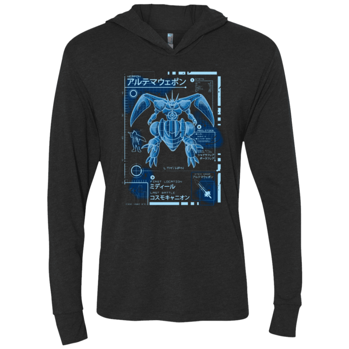 T-Shirts Vintage Black / X-Small ULTIMATE BLUE PRINT Triblend Long Sleeve Hoodie Tee