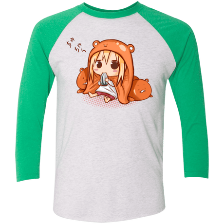 T-Shirts Heather White/Envy / X-Small Umaru Chan Triblend 3/4 Sleeve