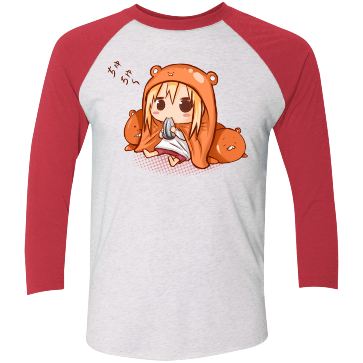 T-Shirts Heather White/Vintage Red / X-Small Umaru Chan Triblend 3/4 Sleeve