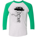 T-Shirts Heather White/Envy / X-Small Umbrella Banksy Men's Triblend 3/4 Sleeve