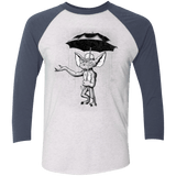 T-Shirts Heather White/Indigo / X-Small Umbrella Banksy Men's Triblend 3/4 Sleeve