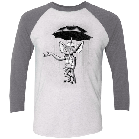 T-Shirts Heather White/Premium Heather / X-Small Umbrella Banksy Men's Triblend 3/4 Sleeve