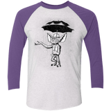 T-Shirts Heather White/Purple Rush / X-Small Umbrella Banksy Men's Triblend 3/4 Sleeve