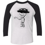 T-Shirts Heather White/Vintage Black / X-Small Umbrella Banksy Men's Triblend 3/4 Sleeve