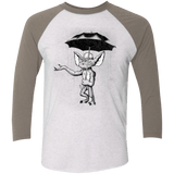 T-Shirts Heather White/Vintage Grey / X-Small Umbrella Banksy Men's Triblend 3/4 Sleeve