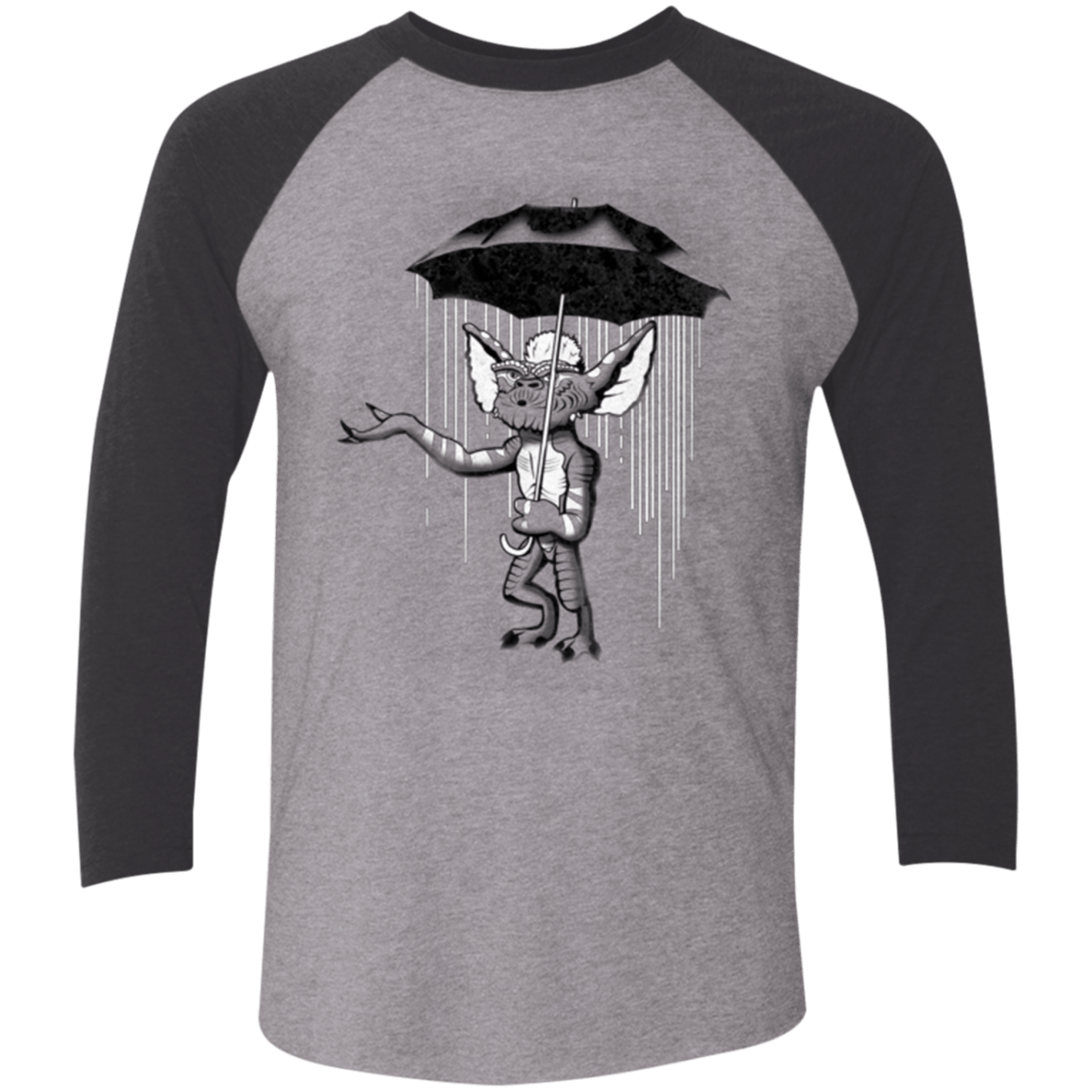T-Shirts Premium Heather/Vintage Black / X-Small Umbrella Banksy Men's Triblend 3/4 Sleeve