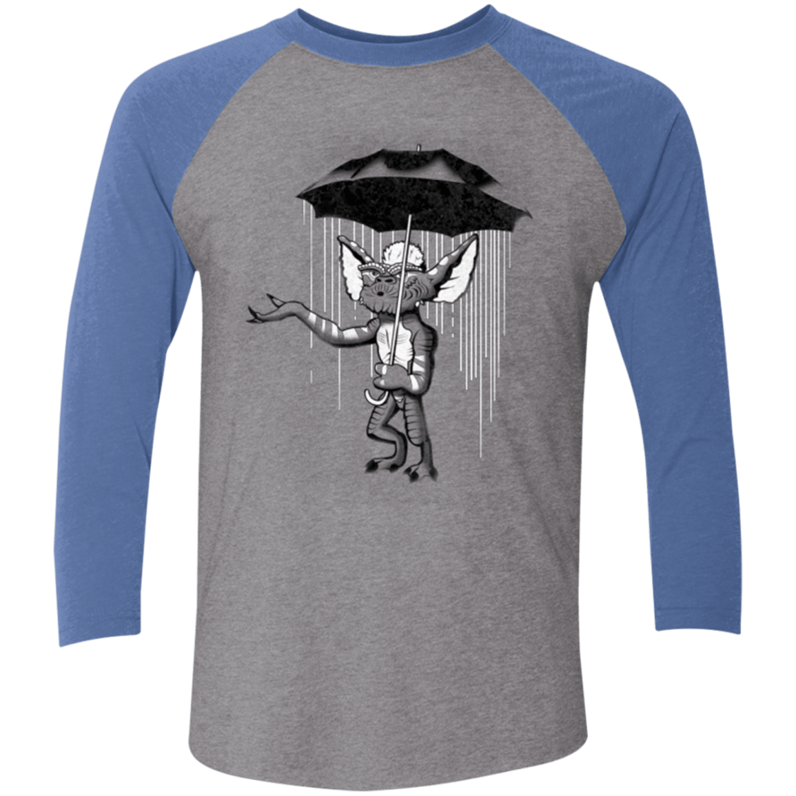 T-Shirts Premium Heather/Vintage Royal / X-Small Umbrella Banksy Men's Triblend 3/4 Sleeve