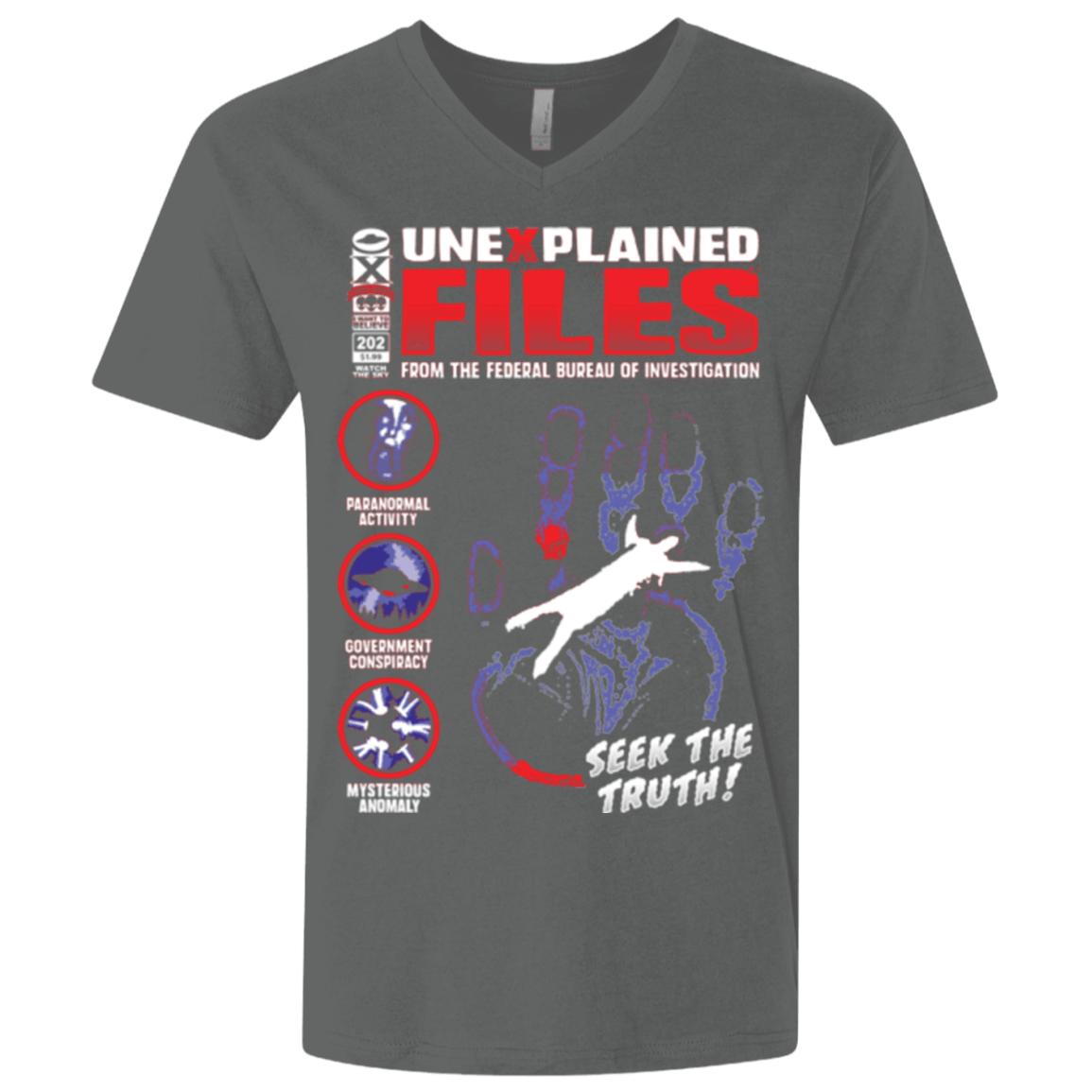 T-Shirts Heavy Metal / X-Small Unexplained Files Men's Premium V-Neck