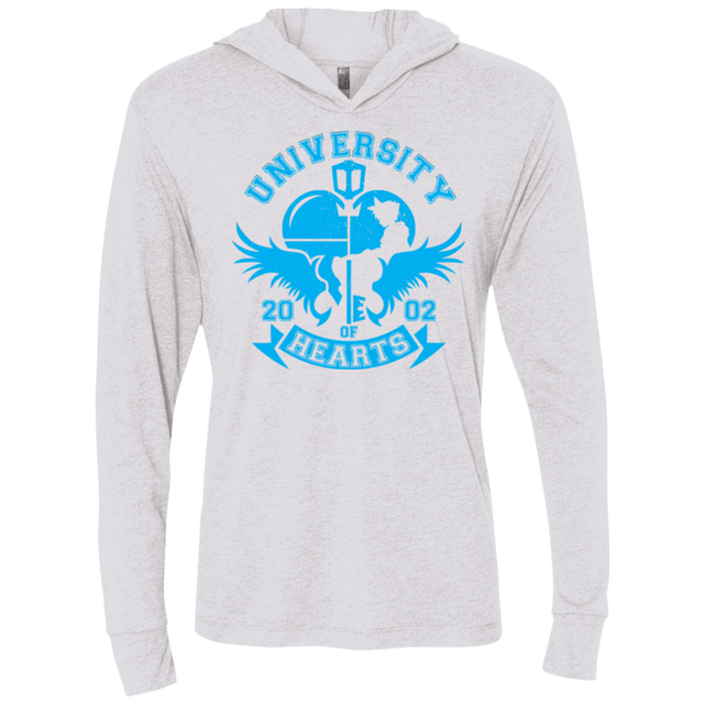 T-Shirts Heather White / X-Small University of Hearts Triblend Long Sleeve Hoodie Tee