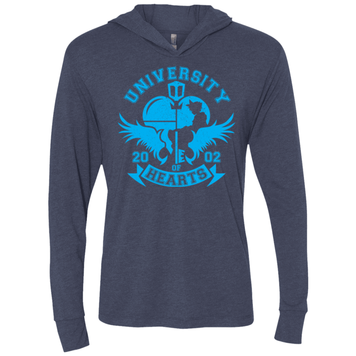T-Shirts Vintage Navy / X-Small University of Hearts Triblend Long Sleeve Hoodie Tee
