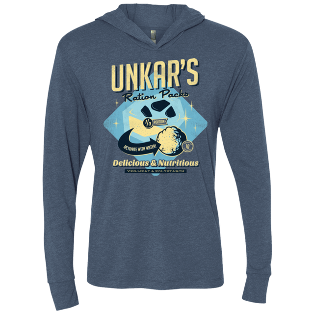 T-Shirts Indigo / X-Small Unkars Ration Packs Triblend Long Sleeve Hoodie Tee