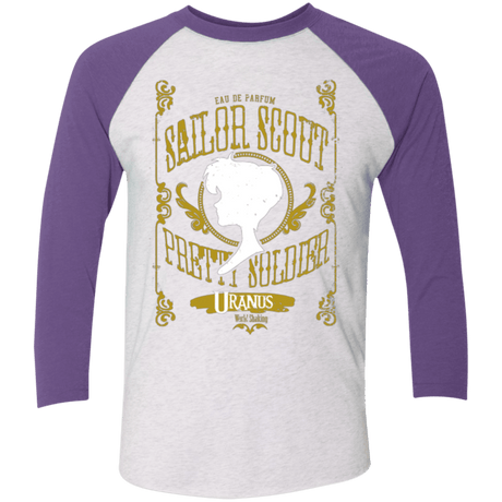 T-Shirts Heather White/Purple Rush / X-Small Uranus Men's Triblend 3/4 Sleeve