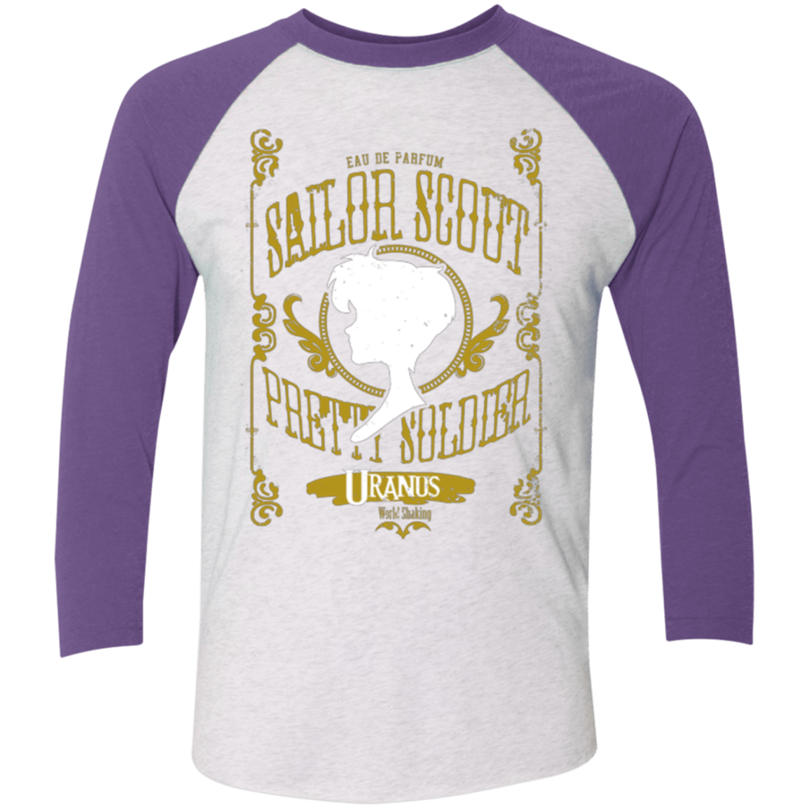 T-Shirts Heather White/Purple Rush / X-Small Uranus Men's Triblend 3/4 Sleeve