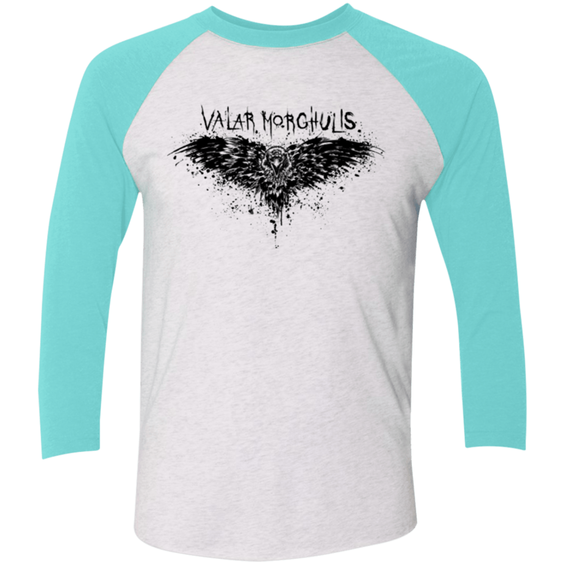 T-Shirts Heather White/Tahiti Blue / X-Small Valar Morghulis Men's Triblend 3/4 Sleeve