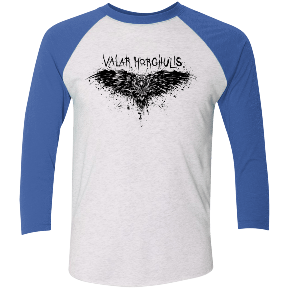 T-Shirts Heather White/Vintage Royal / X-Small Valar Morghulis Men's Triblend 3/4 Sleeve