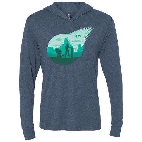 T-Shirts Indigo / X-Small Valley of the fallen stars Triblend Long Sleeve Hoodie Tee