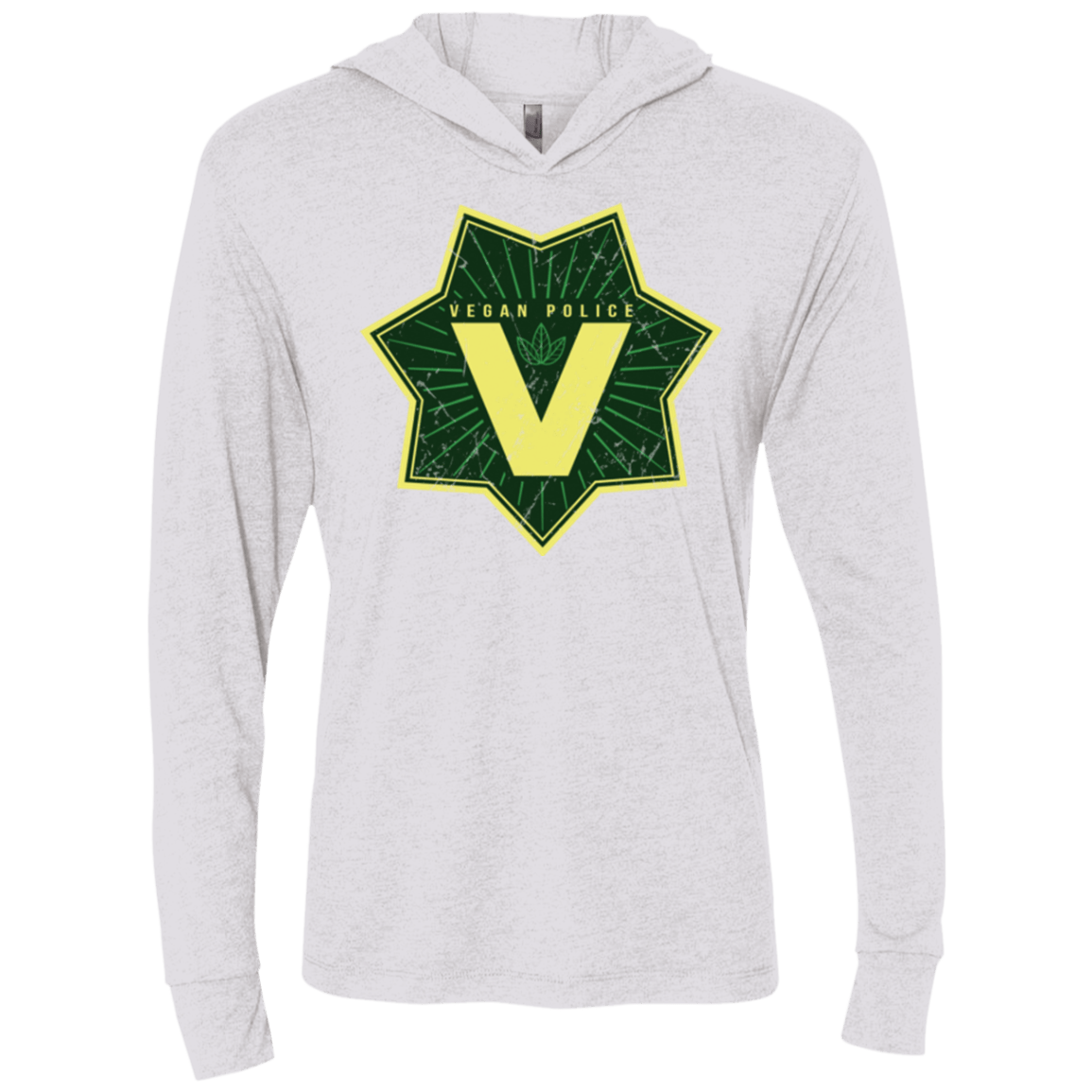 T-Shirts Heather White / X-Small Vegan Police Triblend Long Sleeve Hoodie Tee
