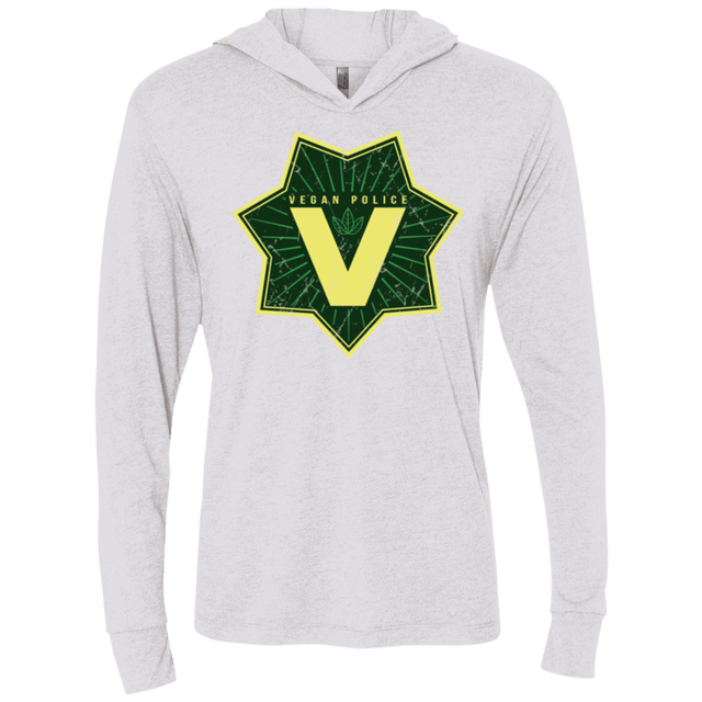 T-Shirts Heather White / X-Small Vegan Police Triblend Long Sleeve Hoodie Tee
