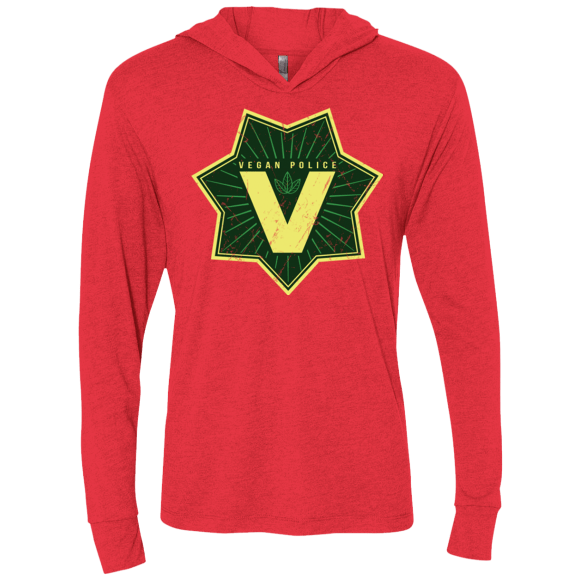 T-Shirts Vintage Red / X-Small Vegan Police Triblend Long Sleeve Hoodie Tee