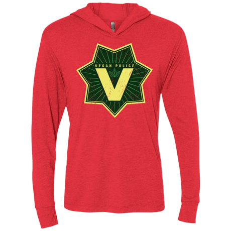 T-Shirts Vintage Red / X-Small Vegan Police Triblend Long Sleeve Hoodie Tee