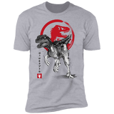 T-Shirts Heather Grey / S Velociraptor sumi-e Men's Premium T-Shirt