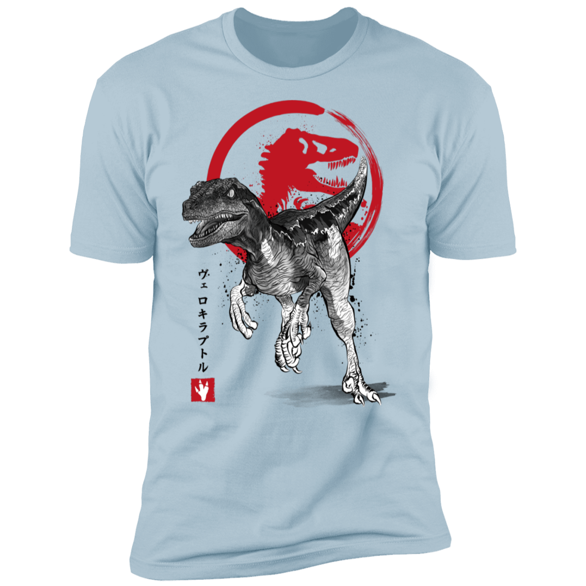 T-Shirts Light Blue / S Velociraptor sumi-e Men's Premium T-Shirt
