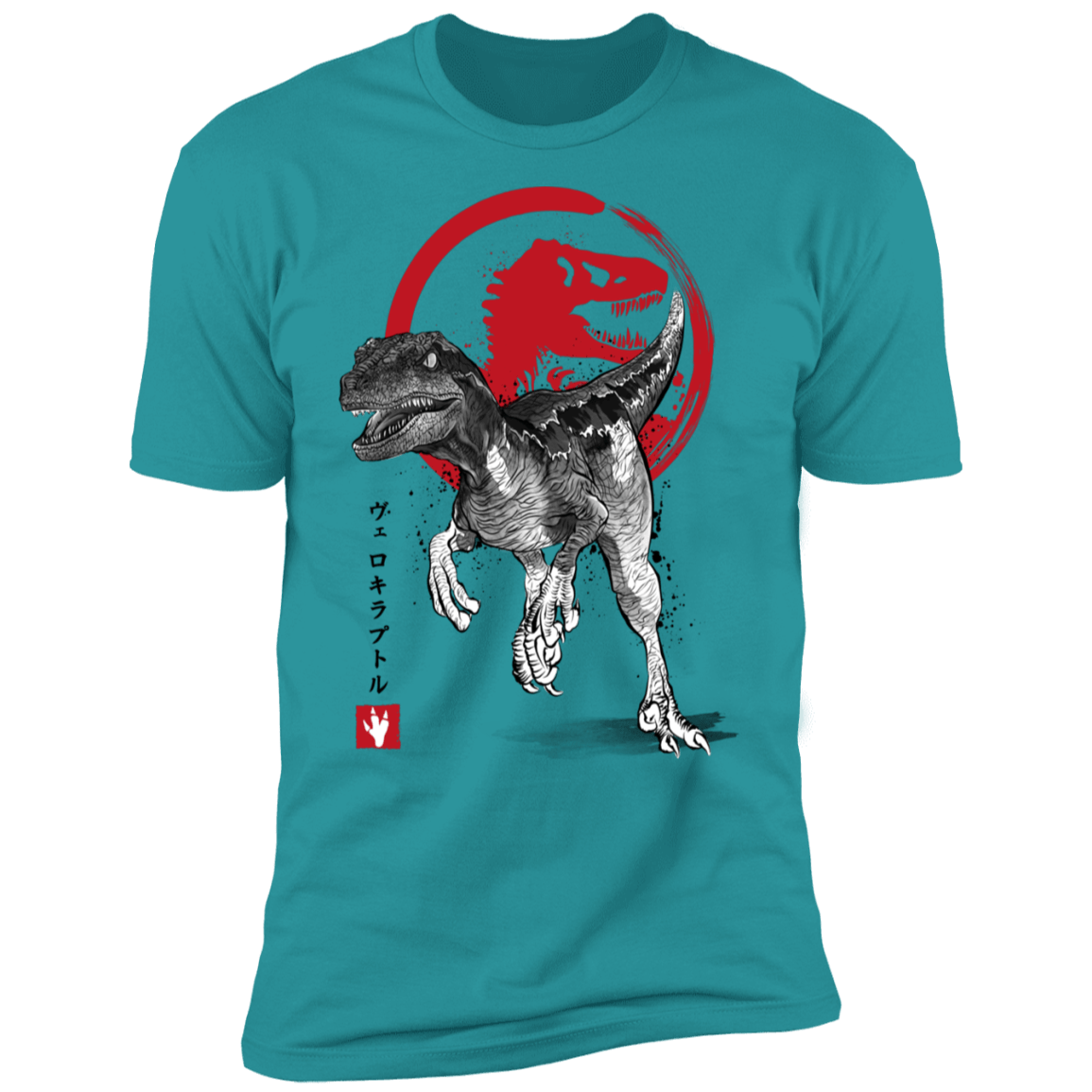 T-Shirts Tahiti Blue / S Velociraptor sumi-e Men's Premium T-Shirt