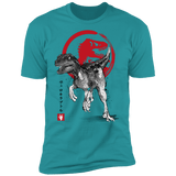 T-Shirts Tahiti Blue / S Velociraptor sumi-e Men's Premium T-Shirt