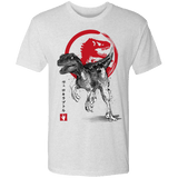 T-Shirts Heather White / S Velociraptor sumi-e Men's Triblend T-Shirt