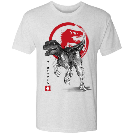 T-Shirts Heather White / S Velociraptor sumi-e Men's Triblend T-Shirt