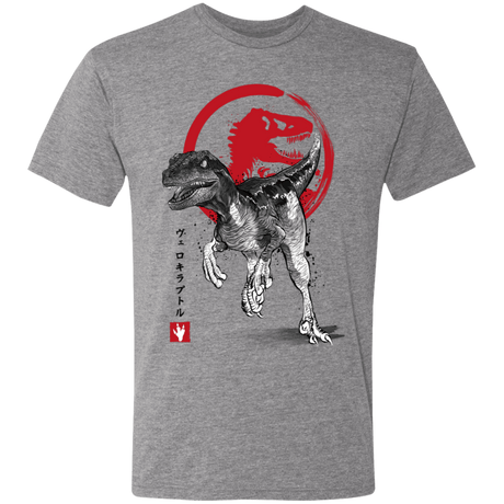 T-Shirts Premium Heather / S Velociraptor sumi-e Men's Triblend T-Shirt