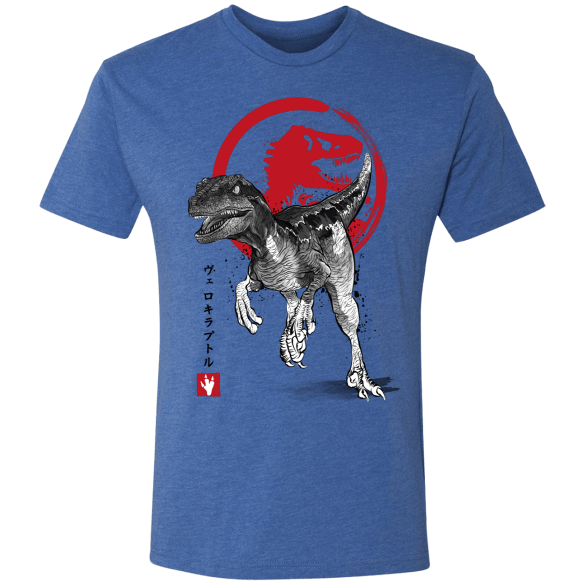 T-Shirts Vintage Royal / S Velociraptor sumi-e Men's Triblend T-Shirt