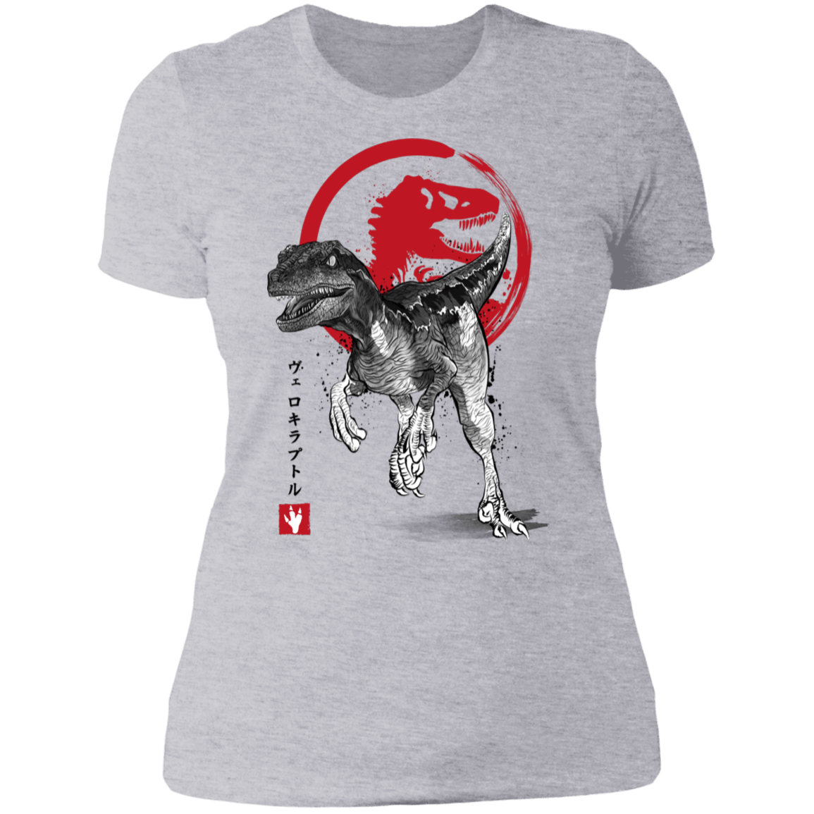 T-Shirts Heather Grey / S Velociraptor sumi-e Women's Premium T-Shirt