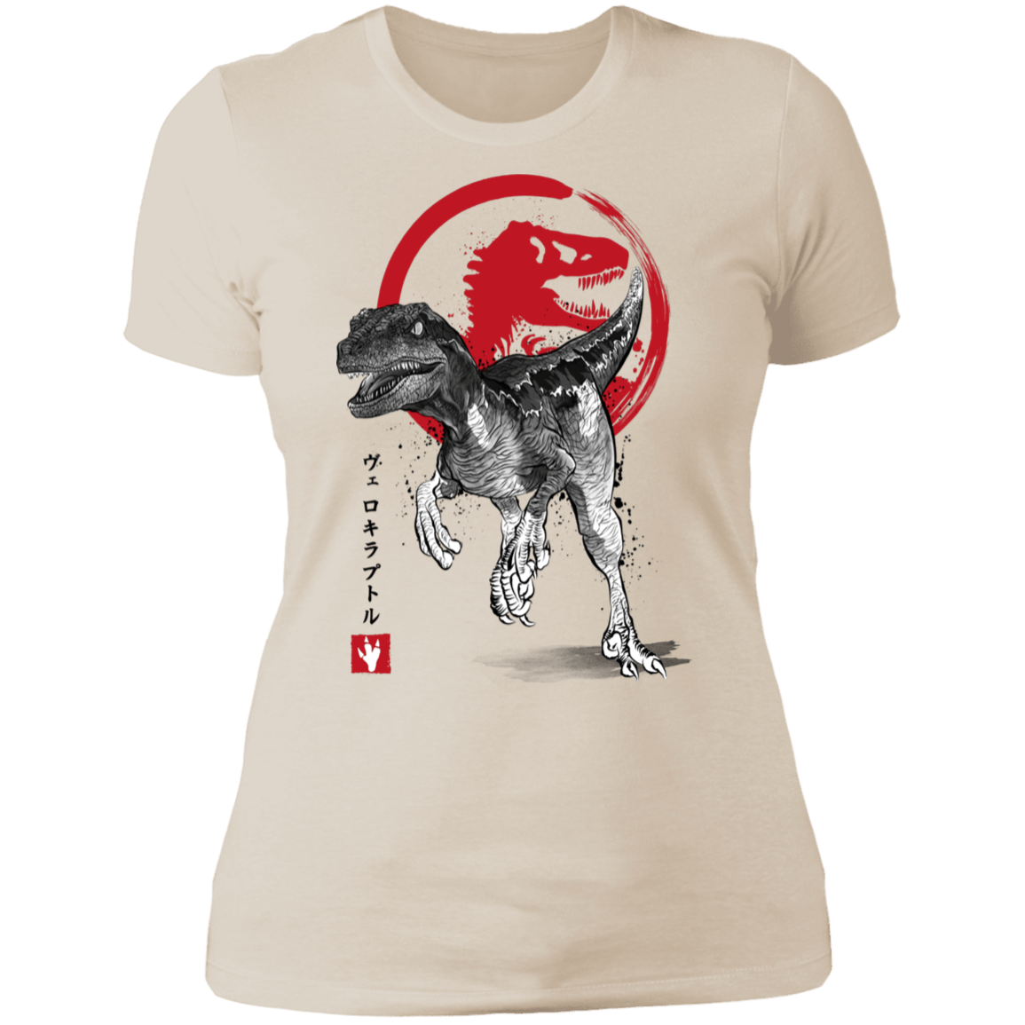 T-Shirts Ivory/ / S Velociraptor sumi-e Women's Premium T-Shirt