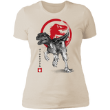 T-Shirts Ivory/ / S Velociraptor sumi-e Women's Premium T-Shirt