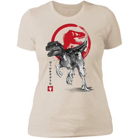 T-Shirts Ivory/ / S Velociraptor sumi-e Women's Premium T-Shirt