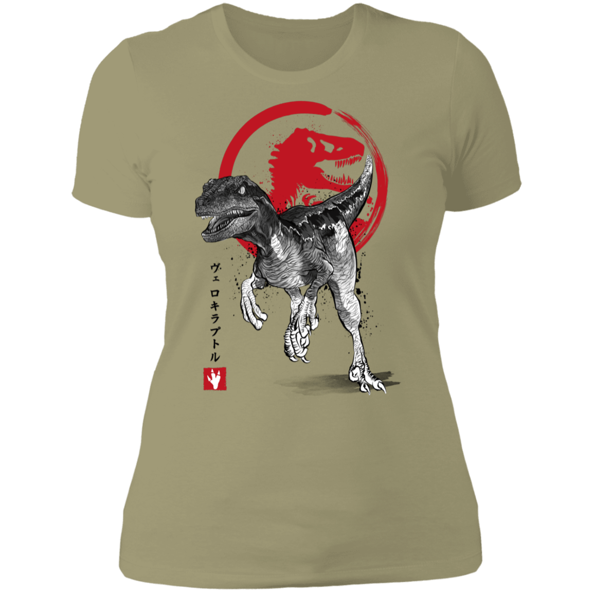 T-Shirts Light Olive / S Velociraptor sumi-e Women's Premium T-Shirt